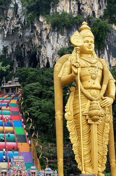 Batu Caves Golden Murugan & Rainbow Steps