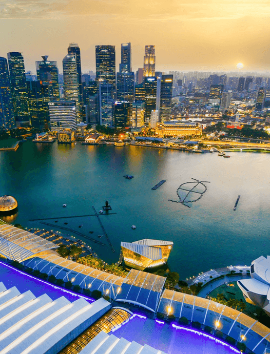 Marina Bay Sunset Golden Hour Skyline Panorama
