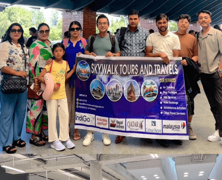 SkyWalk Holiday Travelers Group with Official Banner